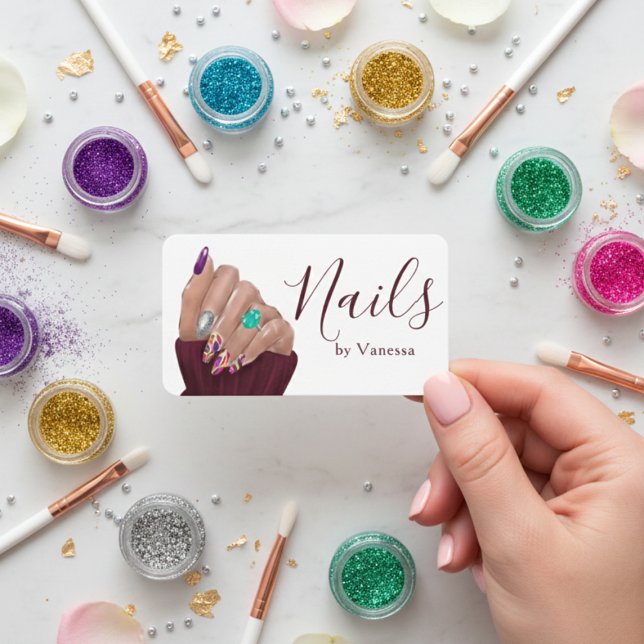 Stylish Nail Technician Branding Nail Artist Chic Visitenkarte (Von Creator hochgeladen)