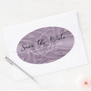 Stylish Old Lavender Strokes "Save the Date" Ovaler Aufkleber