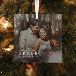Stylish Our First Christmas als Mr. & Mrs. Foto Ornament Aus Glas