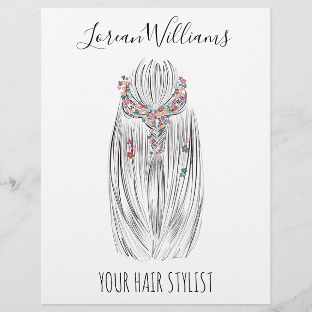 Stylish Pastel Hair Stylist Braid Hairstyle Flower Flyer (Vorne)