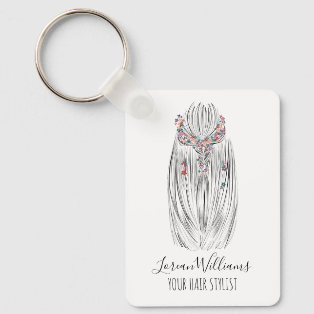 Stylish Pastel Hair Stylist Braid Hairstyle QR  Schlüsselanhänger (Vorderseite)