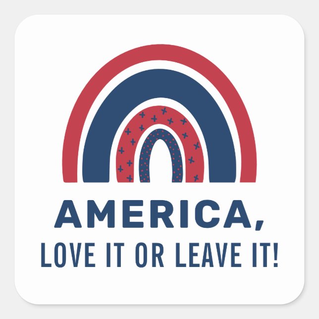 Stylish Patriotic USA American Rainbow 4. Juli Quadratischer Aufkleber (Vorderseite)