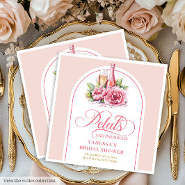 Stylish Petals and Prosecco Personalized Napkins Serviette