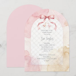 Stylish Pink Coquette Bow Girl Baby Shower LPM26 Einladung