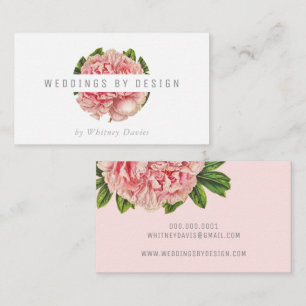 STYLISH PINK PEONY LOGO Moderne Blume Visitenkarte