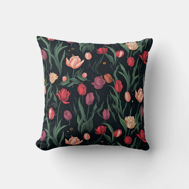 STYLISH PINK TULIP PATTERN KISSEN (Vorderseite)