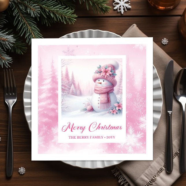 Stylish Pinkmas Kids Christmas Scene Winter Forest Serviette (Stylish Pinkmas Kids Christmas Scene Winter Forest Christmas Napkins

)
