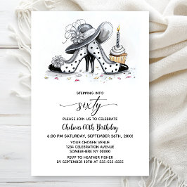 Stylish Polka Dot High Heel Shoes 60th Birthday Einladung