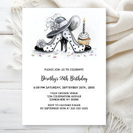 Stylish Polka Dot High Heel Shoes Birthday Party Einladung