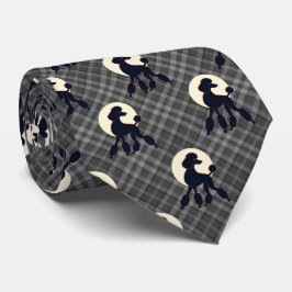 Stylish Poodle on Gray Plaid Necktie Krawatte