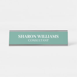 Stylish Professional Teal Green Minimalist Desk Schreibtischnamensplakette