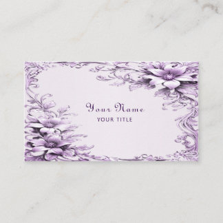 Stylish Purple Flowers Business Card Visitenkarte