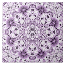 Stylish Purple Flowers Ceramic Tile Fliese