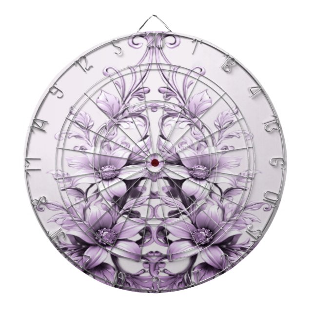 Stylish Purple Flowers Dartboard Dartscheibe (vorne)