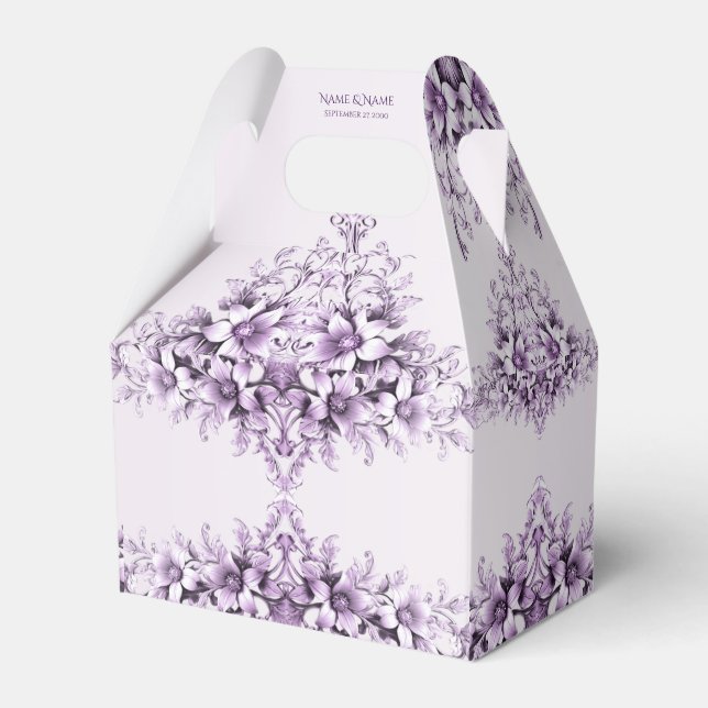 Stylish Purple Flowers Favor Box Geschenkschachtel (Vorderseite)