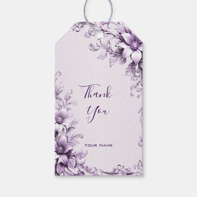 Stylish Purple Flowers Gift Tag Geschenkanhänger (Vorderseite)