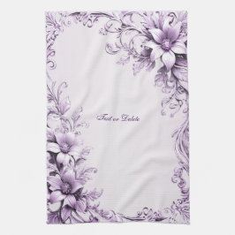 Stylish Purple Flowers Kitchen Towel Geschirrtuch