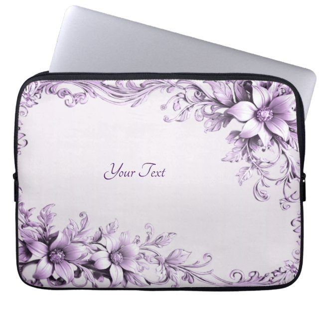 Stylish Purple Flowers Laptop Sleeve (Vorderseite)