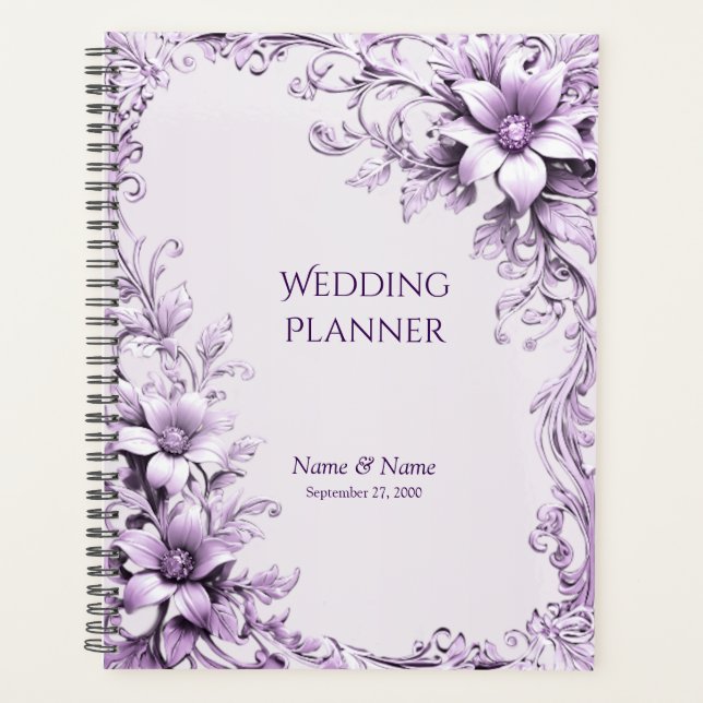 Stylish Purple Flowers Planner Planer (Vorderseite)