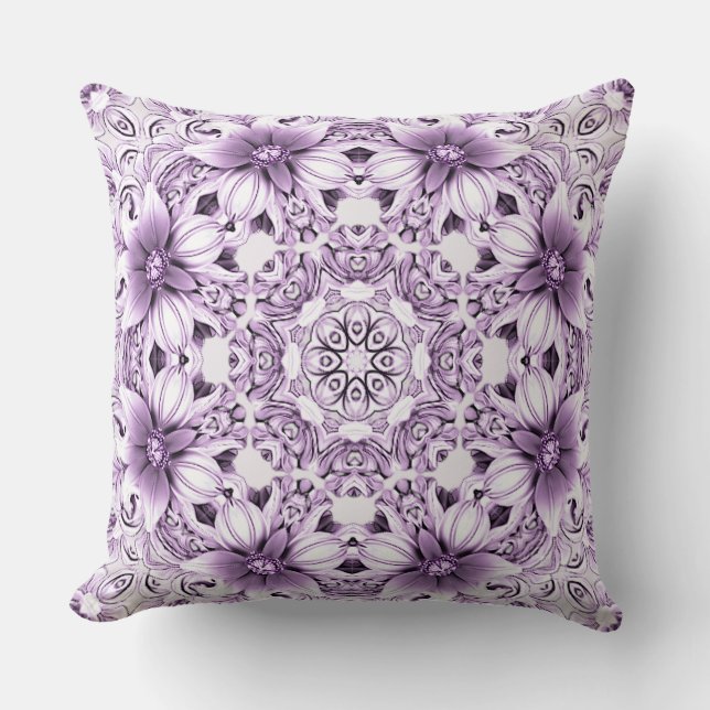 Stylish Purple Flowers Throw Pillow Kissen (Vorderseite)