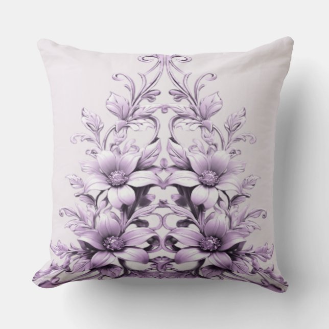 Stylish Purple Flowers Throw Pillow Kissen (Vorderseite)