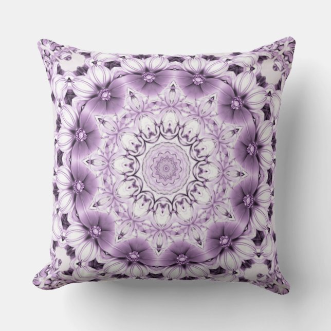 Stylish Purple Flowers Throw Pillow Kissen (Vorderseite)