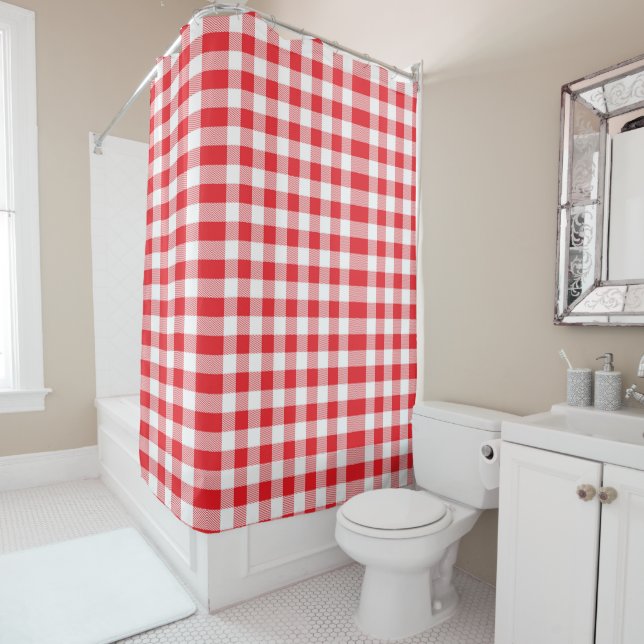 Stylish Red and White Checkered Shower Curtain Duschvorhang (Beispiel)
