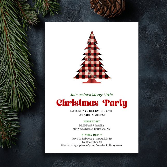 Stylish Red Black Plaid Christmas Event Invite Einladung (Stylish Red Black Plaid Christmas Event Invite)