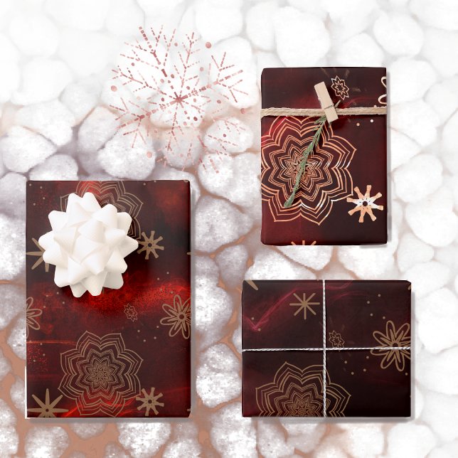 Stylish Red Burgundy Geschenkpapier Set (Von Creator hochgeladen)