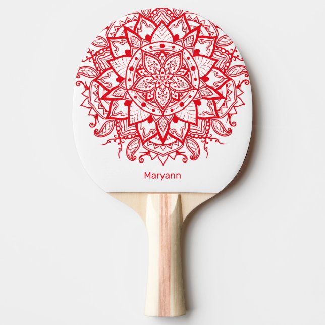 Stylish Red Mandala Boho Custom Tischtennis Schläger (Vorderseite)