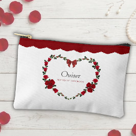 Stylish Red Roses Mother of Groom Cosmetic Bag Zubehörtasche