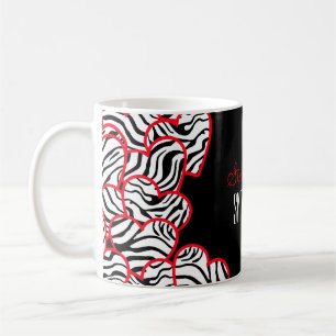 Stylish Red Sweet 16 Zebra Herzdesign Name Tasse