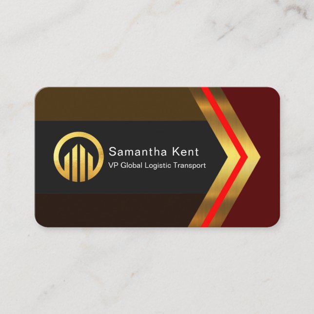 Stylish Retro Brown Shades Gold Arrow CEO Visitenkarte (Vorderseite)