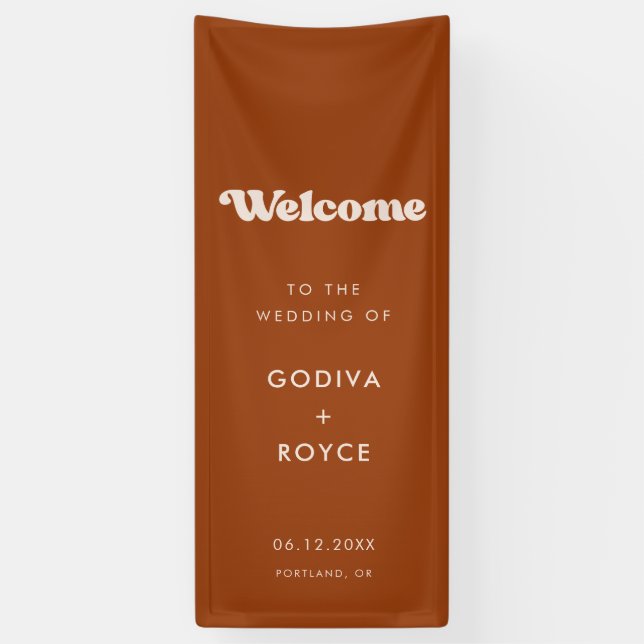 Stylish Retro Burnt Orange Welcome to our Wedding Banner (Vertikal)
