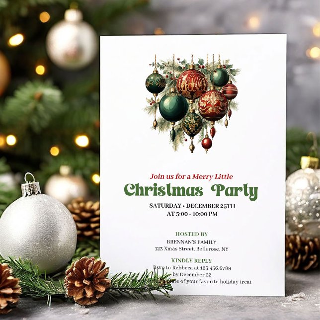 Stylish retro Christmas decoration party invite Einladung (Stylish retro Christmas decoration party invite)
