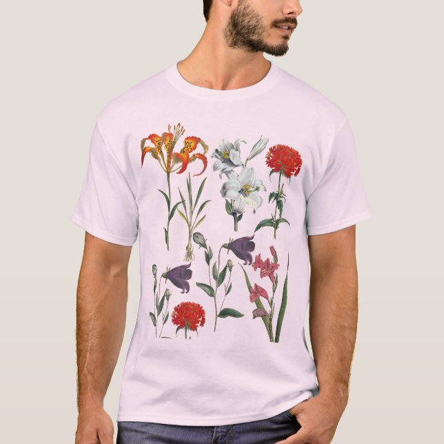 STYLISH RETRO FLORAL DESIGN with LILILIES T-Shirt (Vorderseite)