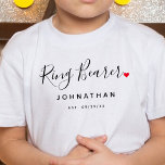 Stylish Ring Bearer Wedding T-Shirt<br><div class="desc">The perfect gift for any ring bearer,  the fun and modern design features a stylish typography script "Ring Bearer" with cute little red love heart full stops. The design is easy to personalize with a name and established wedding date and will be the perfect keepsake from your special day.</div>