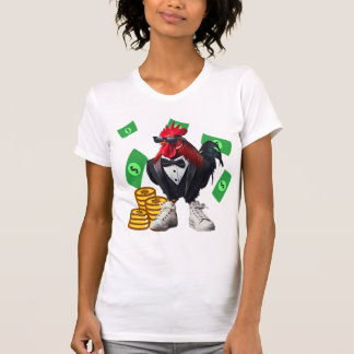 Stylish Rooster with Money and Sunglasses T-Shirt