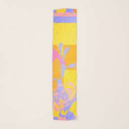 Stylish Rose Blue Yellow Flowery Design Scarf Schal