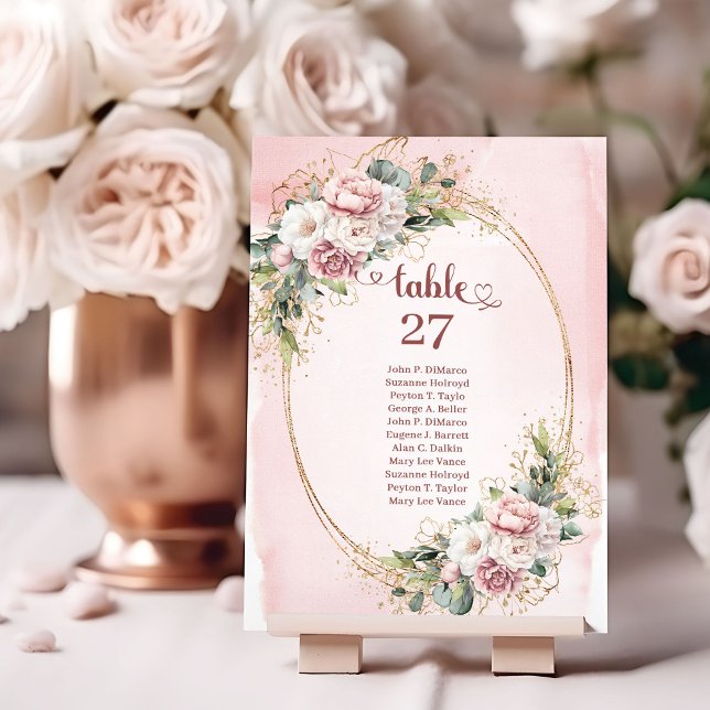 Stylish Rose Gold Flowers Eucalyptus Table Numbers Tischnummer (Stylish Rose Gold Flowers Eucalyptus Table Numbers)