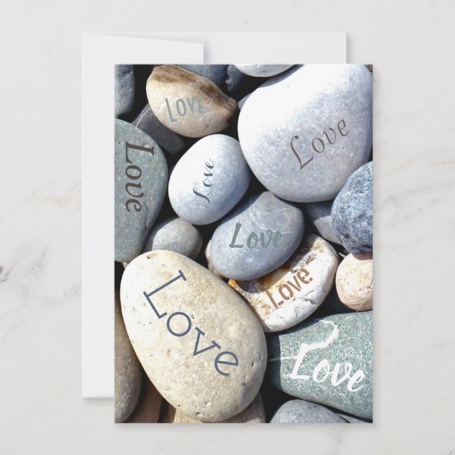 Stylish Rustic Romantic Unusual LOVE Pebbles Save The Date (Vorderseite)