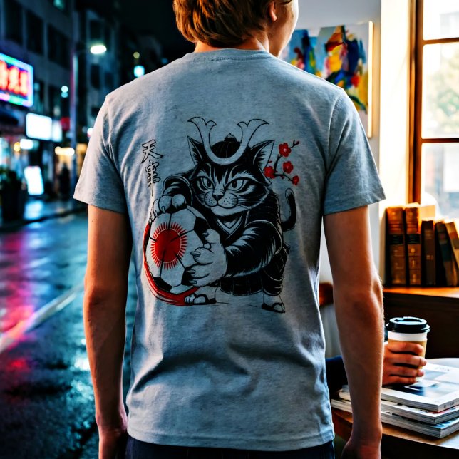 Stylish Samurai Cat Japan Soccer For Football fans Tri-Blend Shirt (Von Creator hochgeladen)