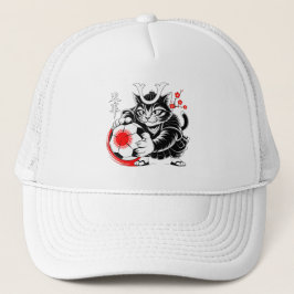 Stylish Samurai Cat Japan Soccer For Fotball fans Truckerkappe