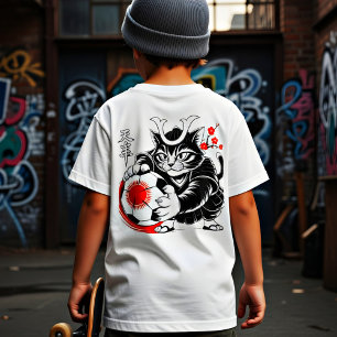 Stylish Samurai-Katze Japan Fußball für Fußballfan T-Shirt