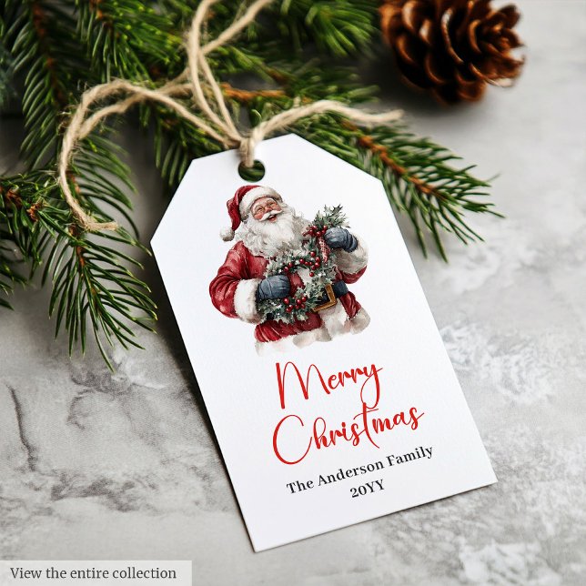Stylish Santa Claus Rustic Vintage Christmas Tag Geschenkanhänger (Stylish Santa Claus Rustic Vintage Christmas Tag)