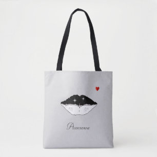 Stylish schwarze und weiße Lippen und Kalligrafie 