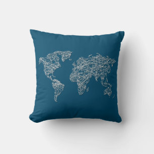 Stylish Scribbled World Map Kissen