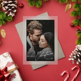 Stylish Script Minimalist 1 Photo Christmas Card Acryleinladungen