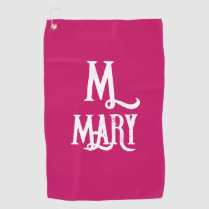 STYLISH SCRIPT MONOGRAM PINK GOLF TOWEL GOLFHANDTUCH