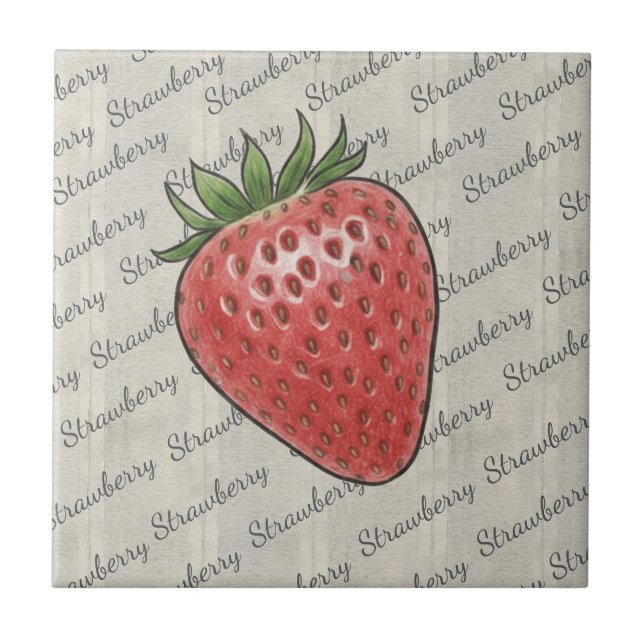 Stylish script text based background Strawberry Fliese (Vorderseite)